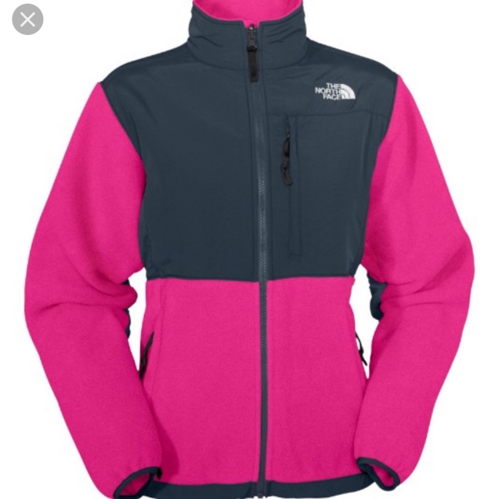 Pink Denali North Face jacket.